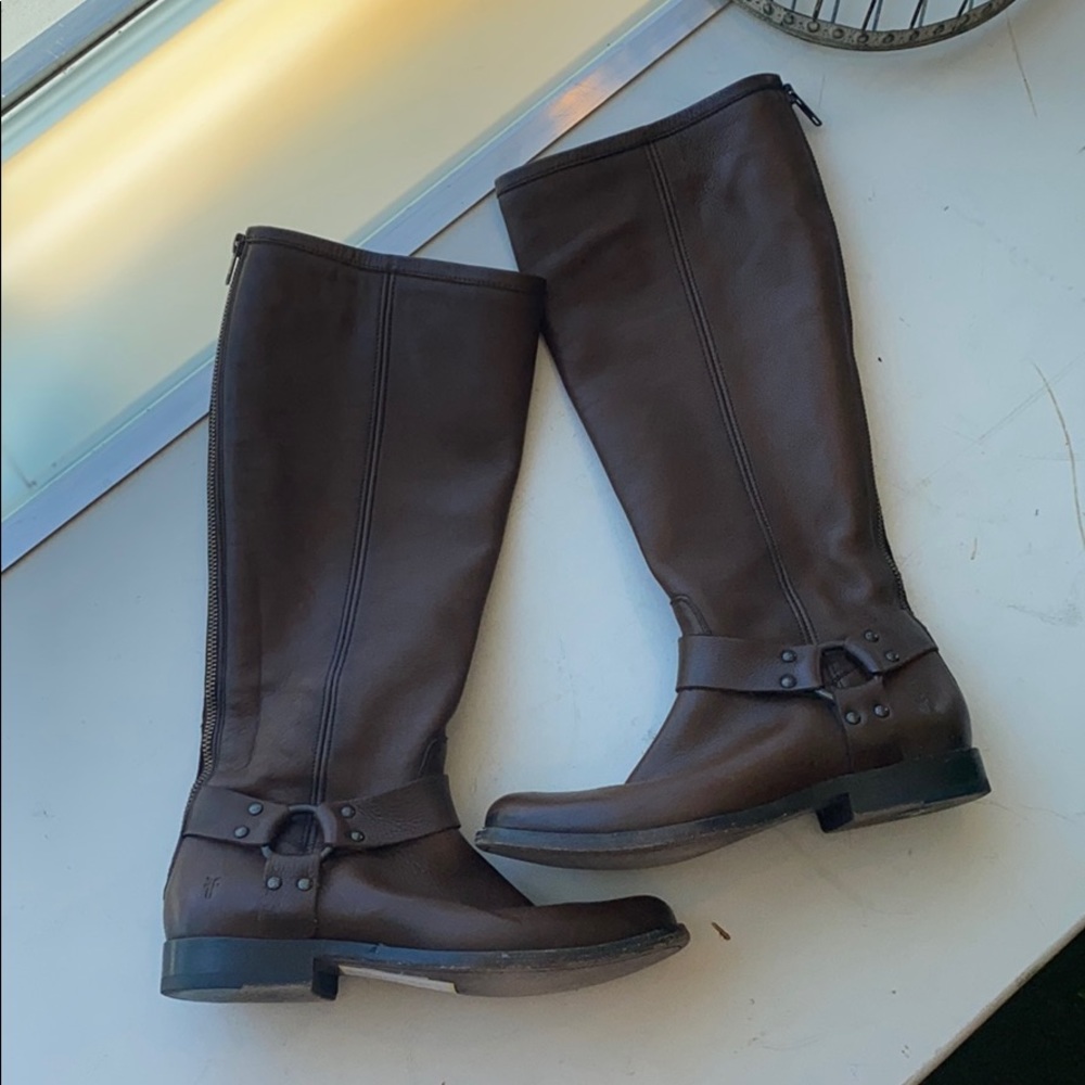 Frye leather boots with harness